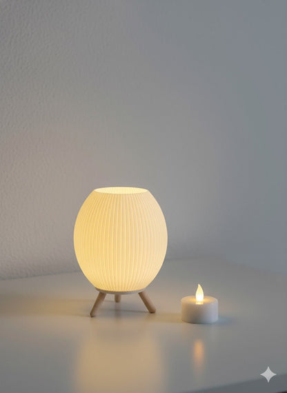LYNA Orbit Teelichthalter – Ovale Designlampe mit weicher Rippung – stilvolles Design von Lyna
